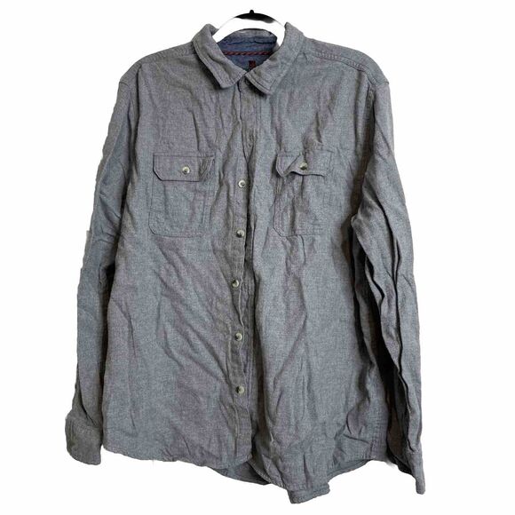 Woolrich Shirt Mens Sz XXL Gray  Long Sleeve Flannel Button Up Pockets Cotton - Picture 1 of 3